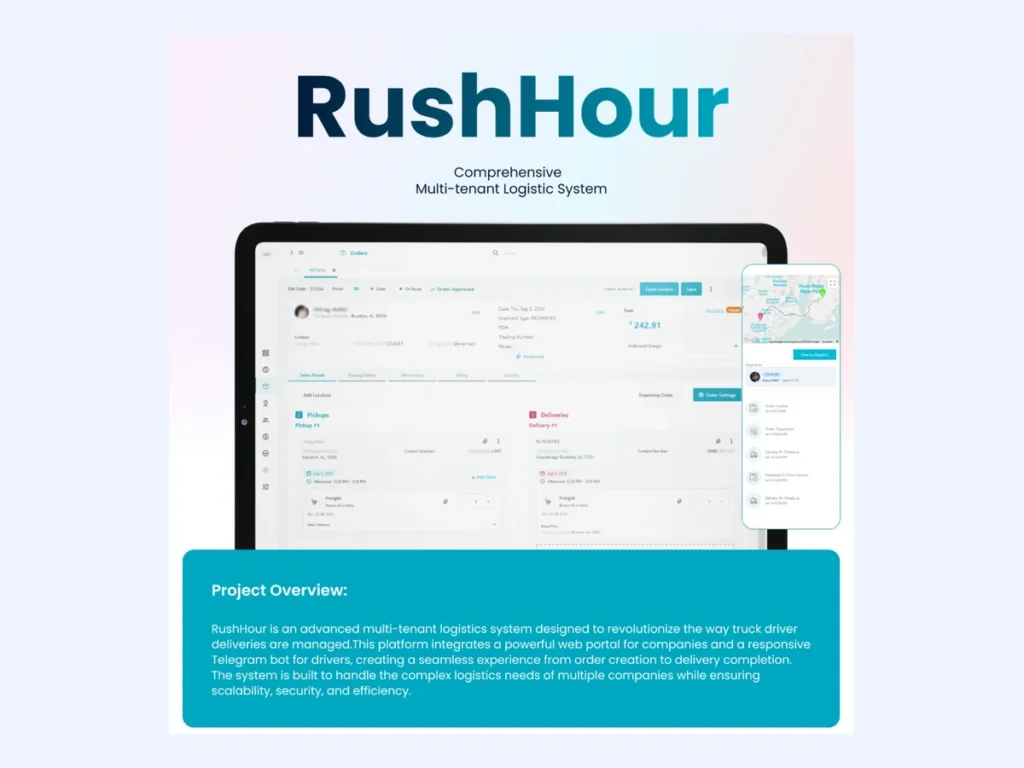 RushHour multi-tenant logistics system dashboard for managing truck drivers and deliveries