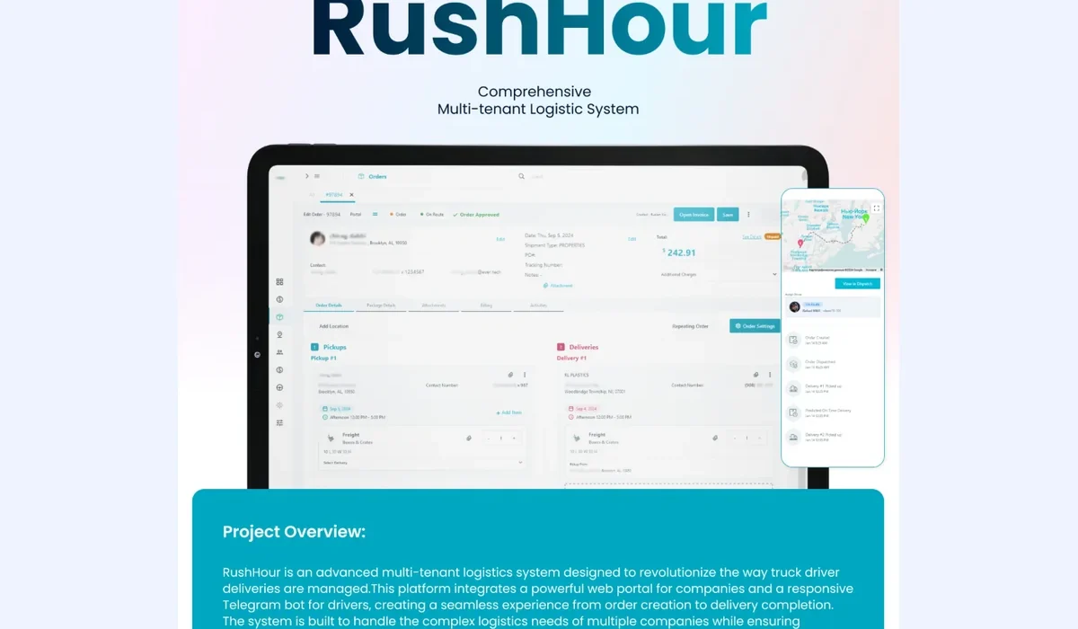RushHour multi-tenant logistics system dashboard for managing truck drivers and deliveries
