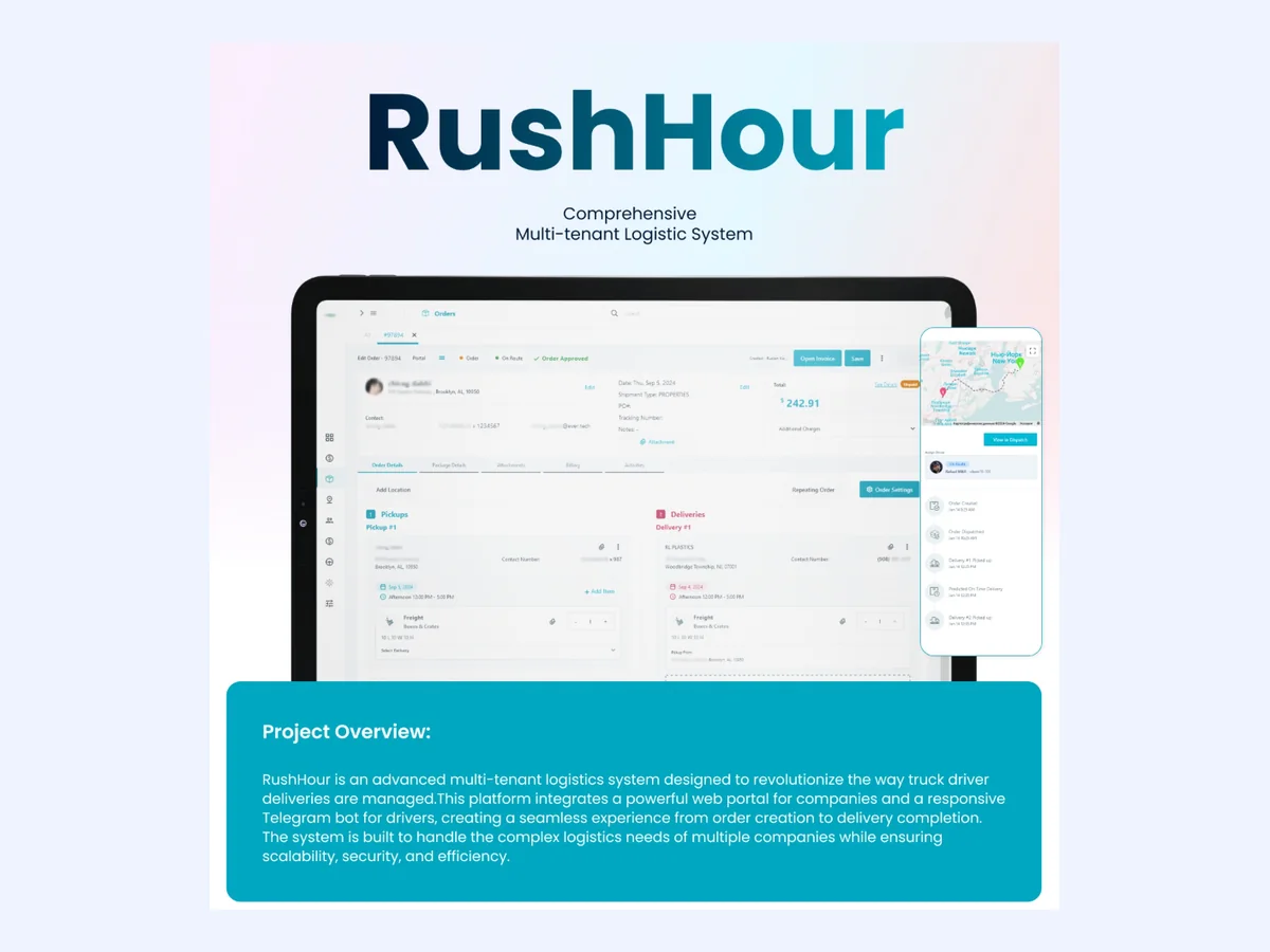 RushHour multi-tenant logistics system dashboard for managing truck drivers and deliveries