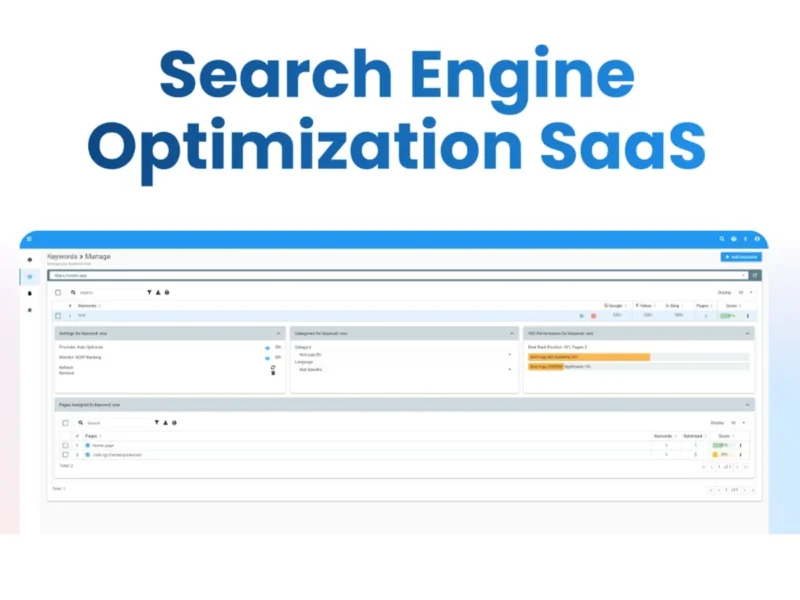 Search engine optimization SaaS dashboard for keyword and ranking management