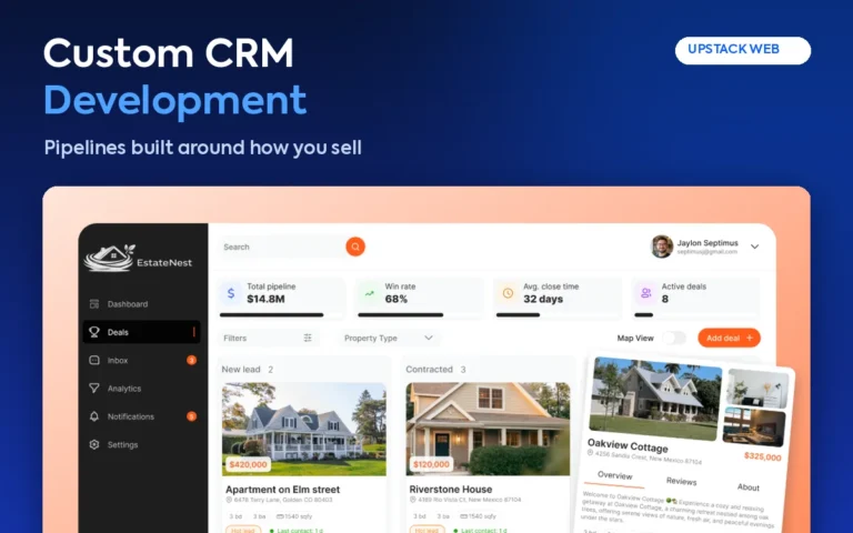 Custom CRM Development by Upstack Web: Pipelines built around how you sell