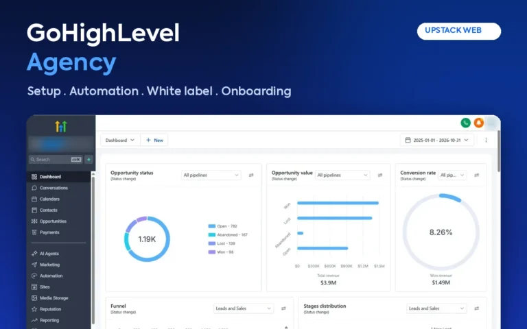GoHighLevel Agency by Upstack Web: Setup, Automation, White label, Onboarding