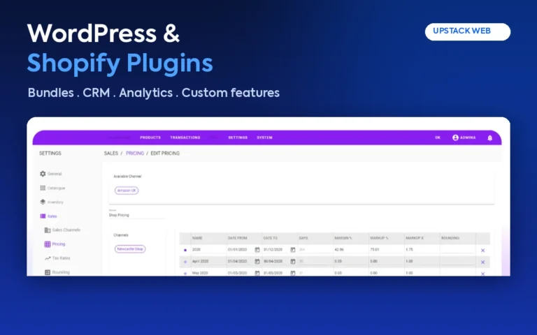 WordPress & Shopify Plugins by Upstack Web: Bundles, CRM, Analytics, Custom features