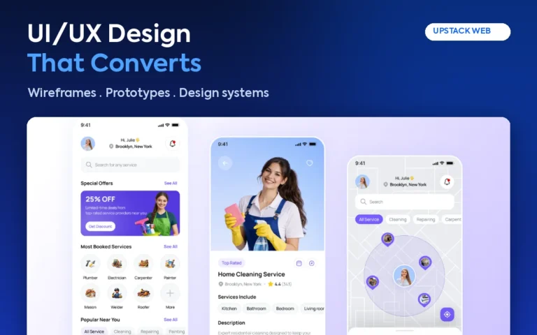 UI/UX Design That Converts by Upstack Web: Wireframes, Prototypes, Design systems